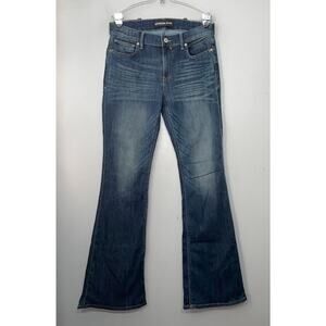 Express Size 10 Dark Wash Stretch Denim Jeans Western Slim Flare Mid Rise 2000s